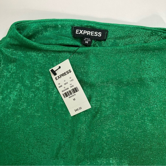 Express Metalic Green Ruched Sleeveless Top Size M NWT - Picture 3 of 6